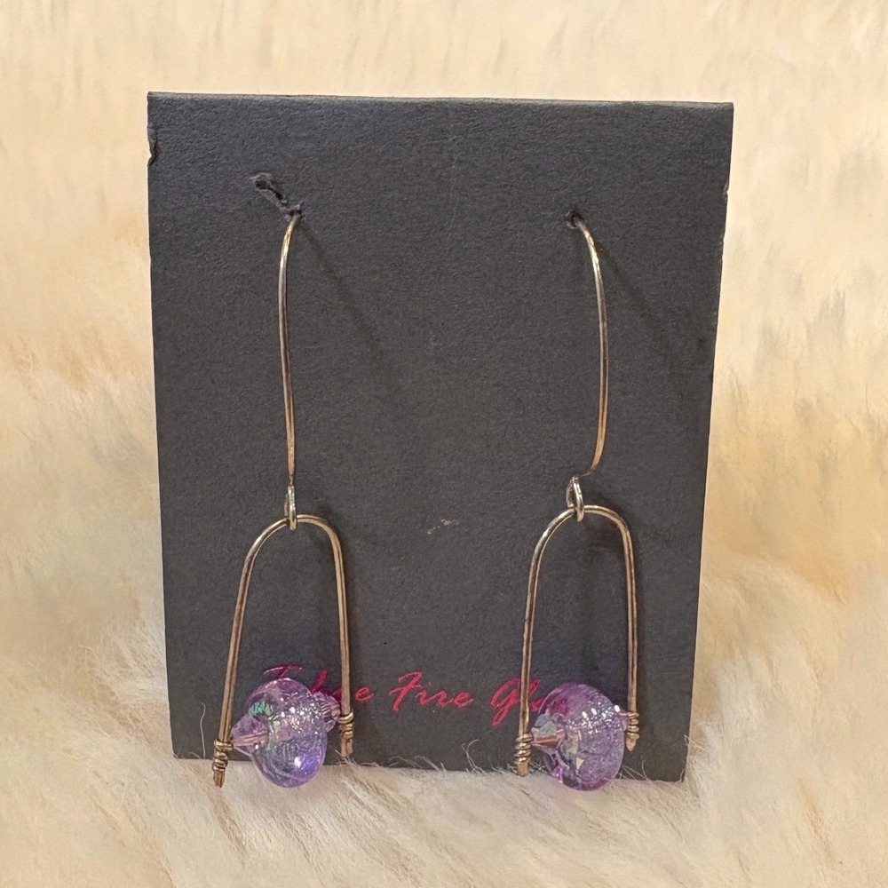 The Bennett Family Purple Swarovski Crystal Sterling Silver 14k Gold Earrings